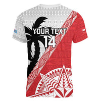 Fiji and Tonga Rugby Custom Women V-Neck T-Shirt Flying Fijians Ikale Tahi Together Pacific - Polynesian Pride