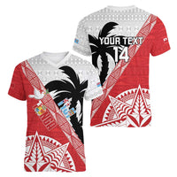 Fiji and Tonga Rugby Custom Women V-Neck T-Shirt Flying Fijians Ikale Tahi Together Pacific - Polynesian Pride