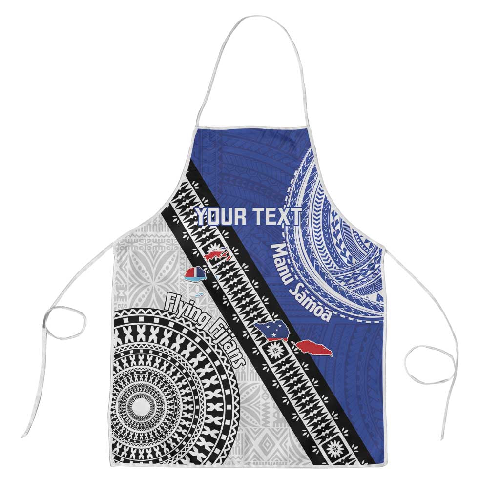 Fiji an Samoa Rugby Custom Apron Flying Fijians Manu Samoa Together Pacific LT14 Blue - Polynesian Pride