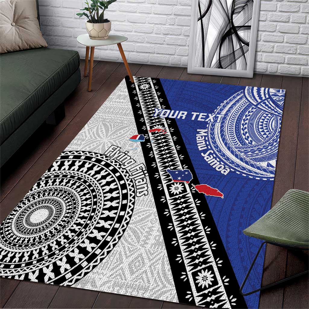 Fiji an Samoa Rugby Custom Area Rug Flying Fijians Manu Samoa Together Pacific - Polynesian Pride