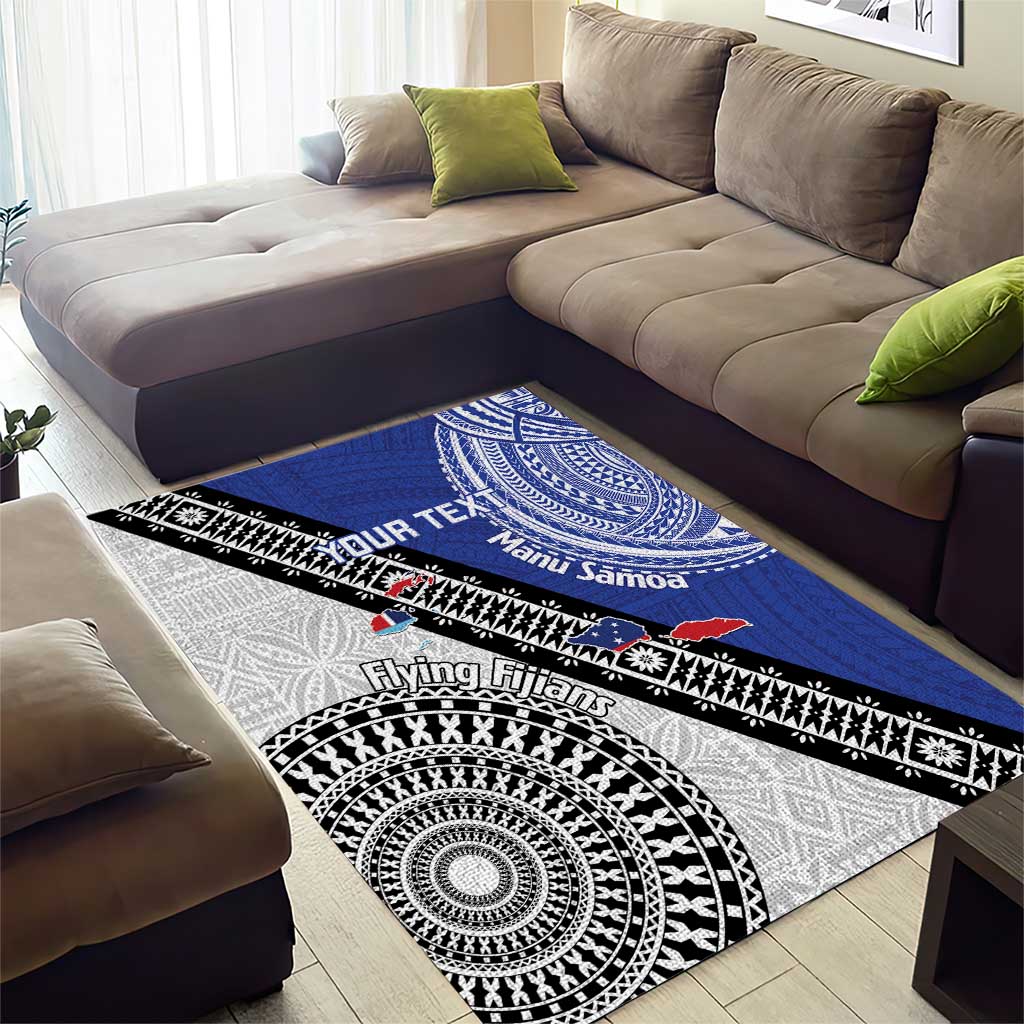 Fiji an Samoa Rugby Custom Area Rug Flying Fijians Manu Samoa Together Pacific - Polynesian Pride