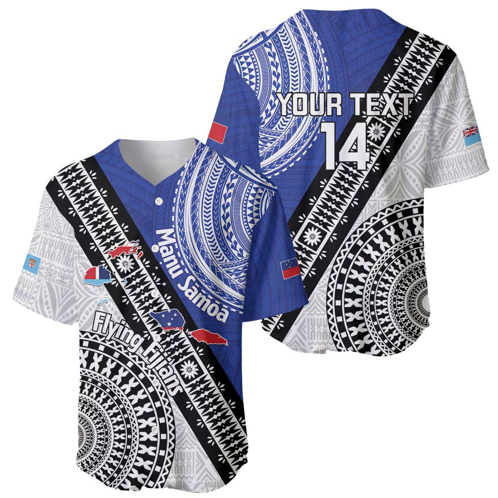 Fiji an Samoa Rugby Custom Baseball Jersey Flying Fijians Manu Samoa Together Pacific - Polynesian Pride
