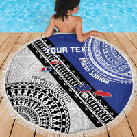 Fiji an Samoa Rugby Custom Beach Blanket Flying Fijians Manu Samoa Together Pacific - Polynesian Pride