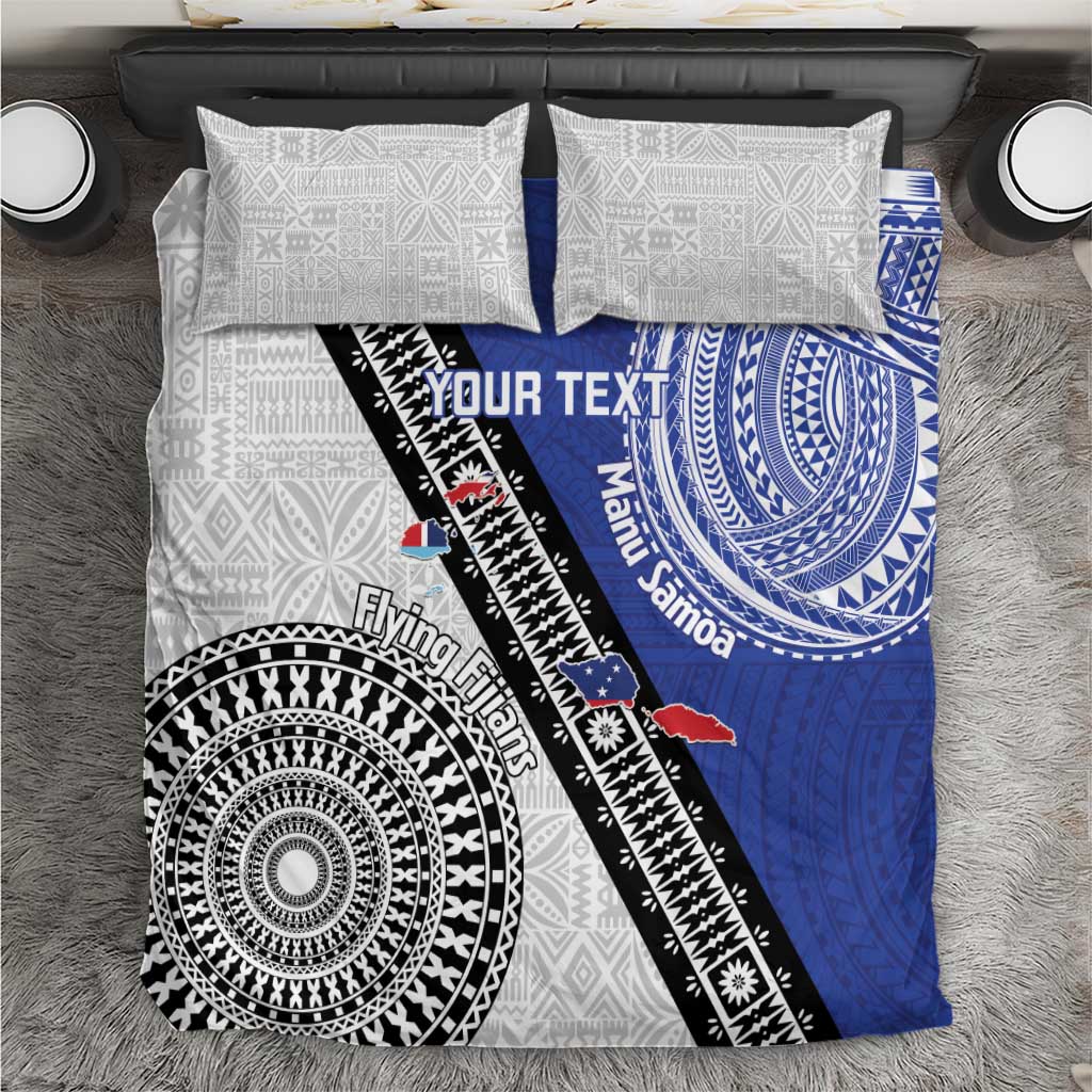 Fiji an Samoa Rugby Custom Bedding Set Flying Fijians Manu Samoa Together Pacific - Polynesian Pride