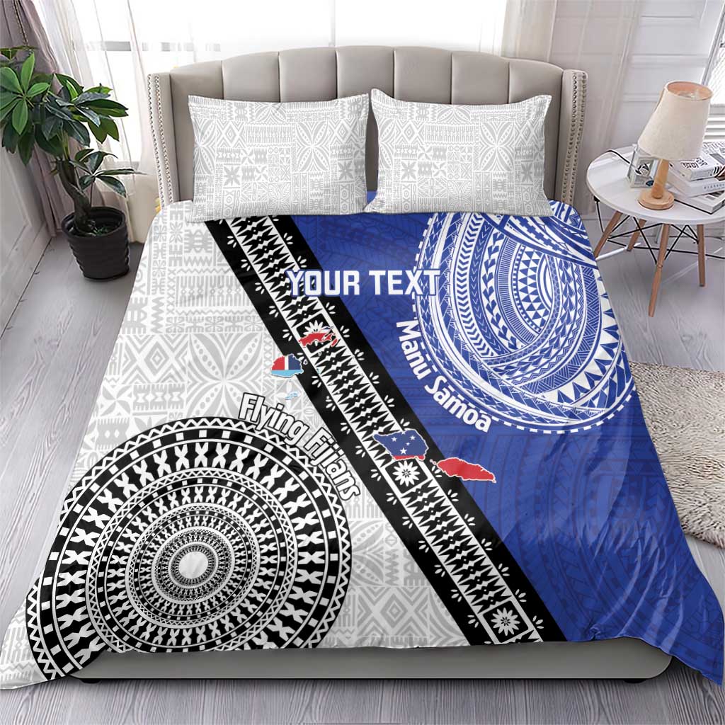 Fiji an Samoa Rugby Custom Bedding Set Flying Fijians Manu Samoa Together Pacific - Polynesian Pride