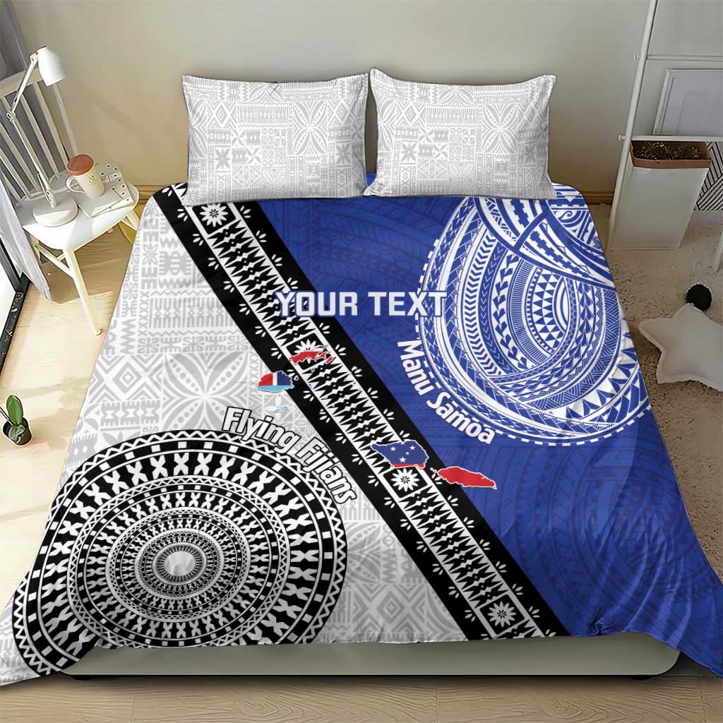Fiji an Samoa Rugby Custom Bedding Set Flying Fijians Manu Samoa Together Pacific - Polynesian Pride