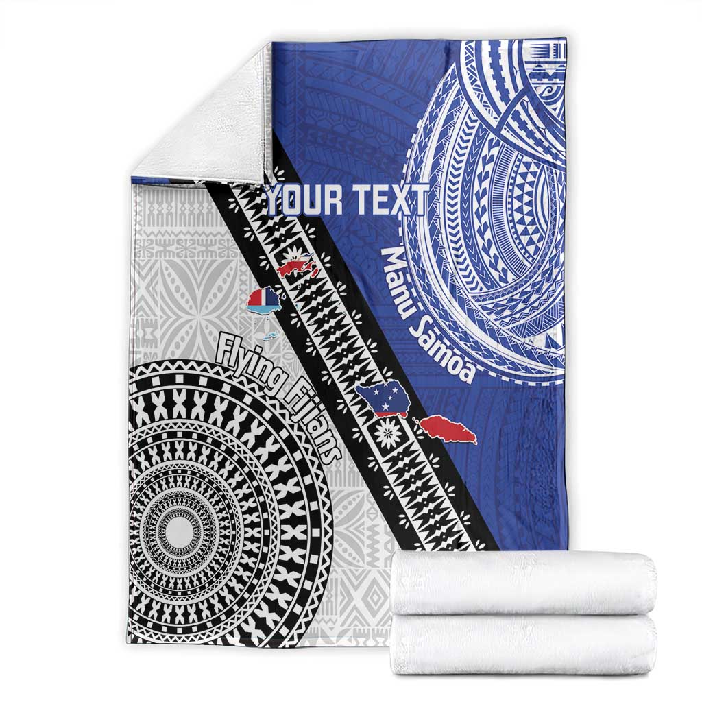 Fiji an Samoa Rugby Custom Blanket Flying Fijians Manu Samoa Together Pacific - Polynesian Pride