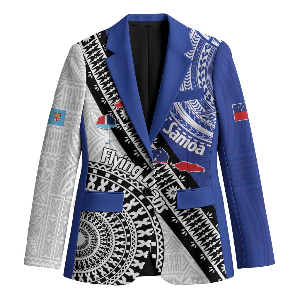 Fiji an Samoa Rugby Custom Blazer Flying Fijians Manu Samoa Together Pacific - Polynesian Pride