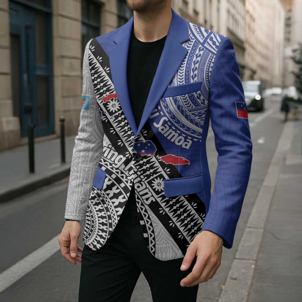 Fiji an Samoa Rugby Custom Blazer Flying Fijians Manu Samoa Together Pacific - Polynesian Pride