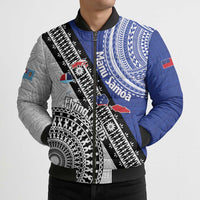 Fiji an Samoa Rugby Custom Bomber Puffer Jacket Flying Fijians Manu Samoa Together Pacific - Polynesian Pride