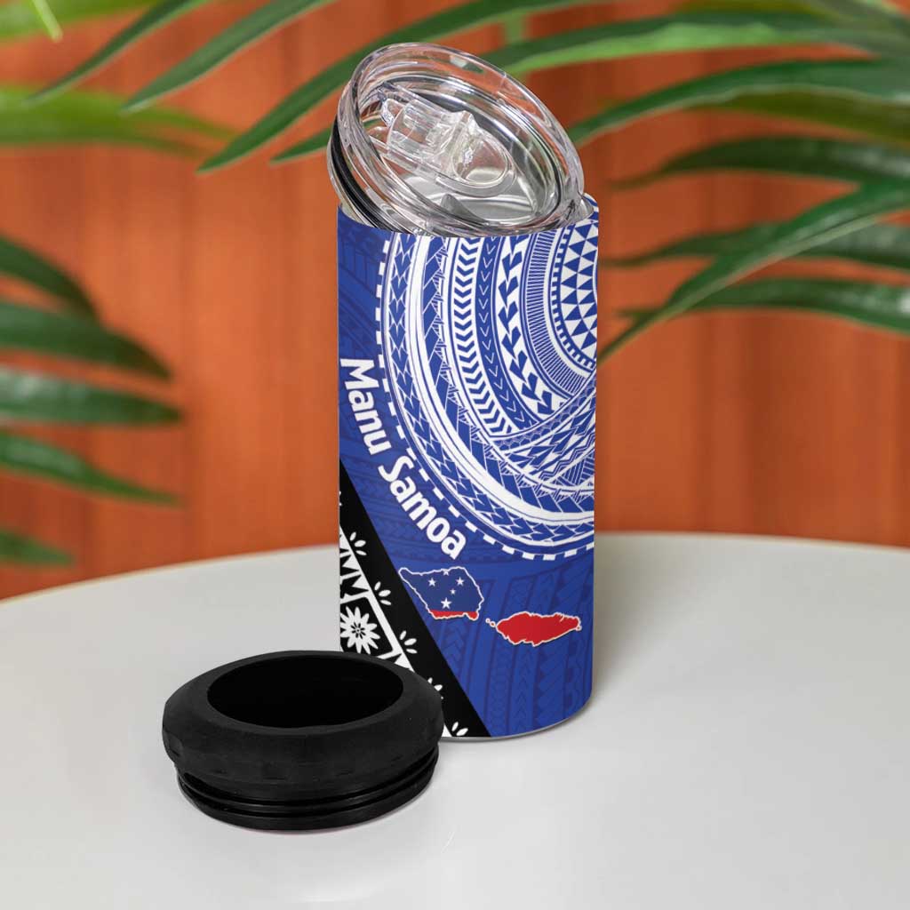 Fiji an Samoa Rugby 4 in 1 Can Cooler Tumbler Flying Fijians Manu Samoa Together Pacific - Polynesian Pride