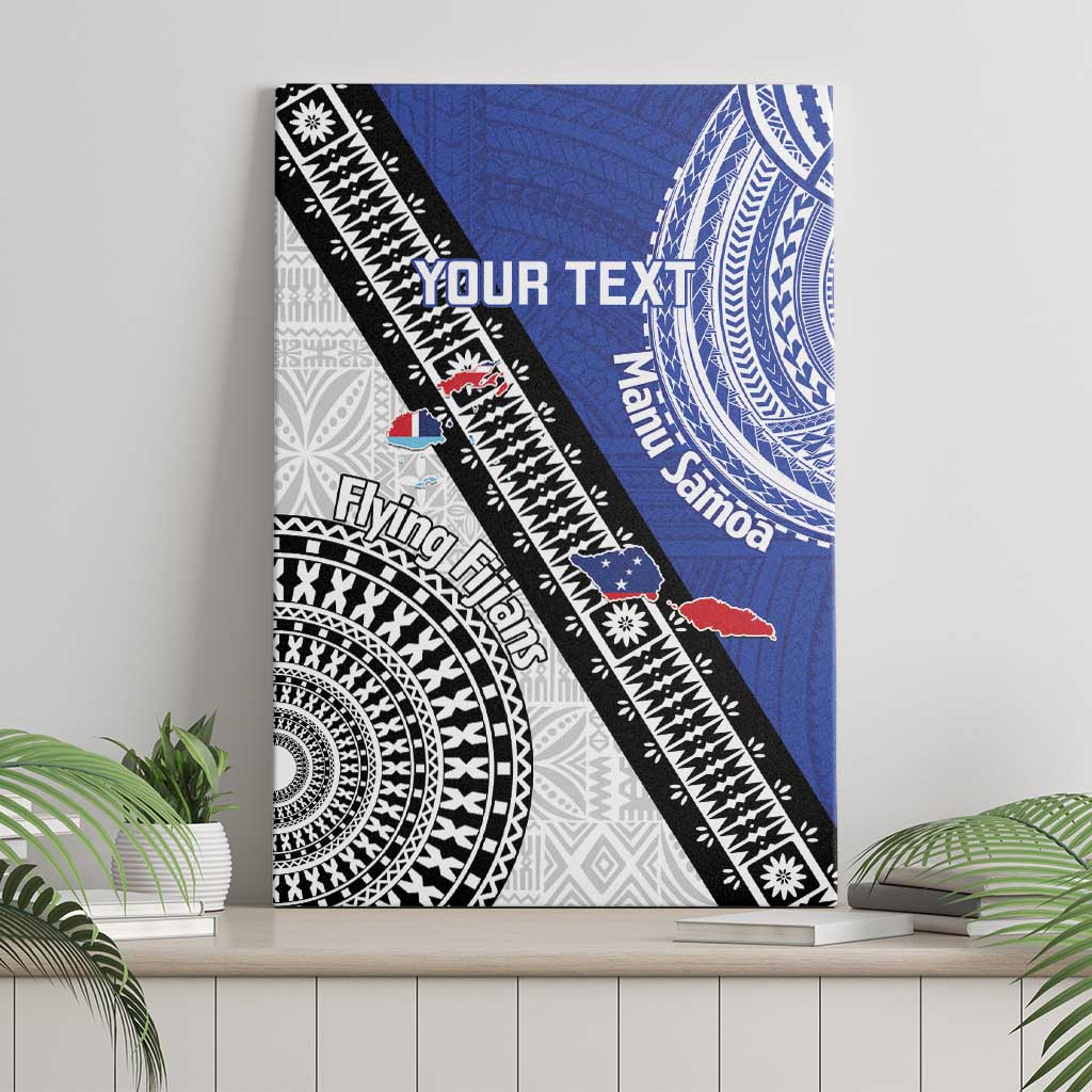 Fiji an Samoa Rugby Custom Canvas Wall Art Flying Fijians Manu Samoa Together Pacific - Polynesian Pride