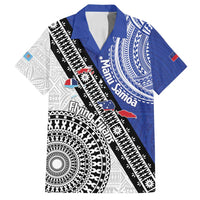 Fiji an Samoa Rugby Custom Family Matching Long Sleeve Bodycon Dress and Hawaiian Shirt Flying Fijians Manu Samoa Together Pacific - Polynesian Pride