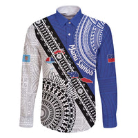 Fiji an Samoa Rugby Custom Family Matching Long Sleeve Bodycon Dress and Hawaiian Shirt Flying Fijians Manu Samoa Together Pacific - Polynesian Pride
