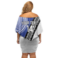 Fiji an Samoa Rugby Custom Family Matching Off Shoulder Short Dress and Hawaiian Shirt Flying Fijians Manu Samoa Together Pacific - Polynesian Pride