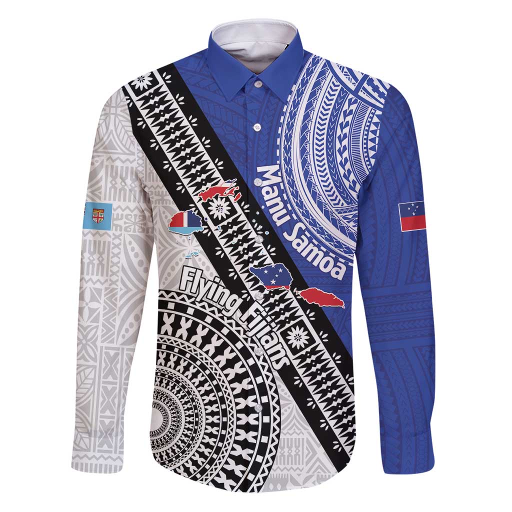 Fiji an Samoa Rugby Custom Family Matching Puletasi and Hawaiian Shirt Flying Fijians Manu Samoa Together Pacific - Polynesian Pride