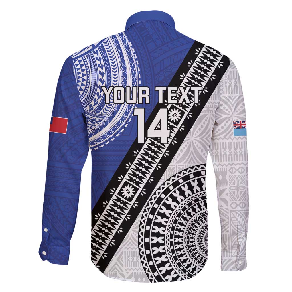 Fiji an Samoa Rugby Custom Family Matching Short Sleeve Bodycon Dress and Hawaiian Shirt Flying Fijians Manu Samoa Together Pacific - Polynesian Pride