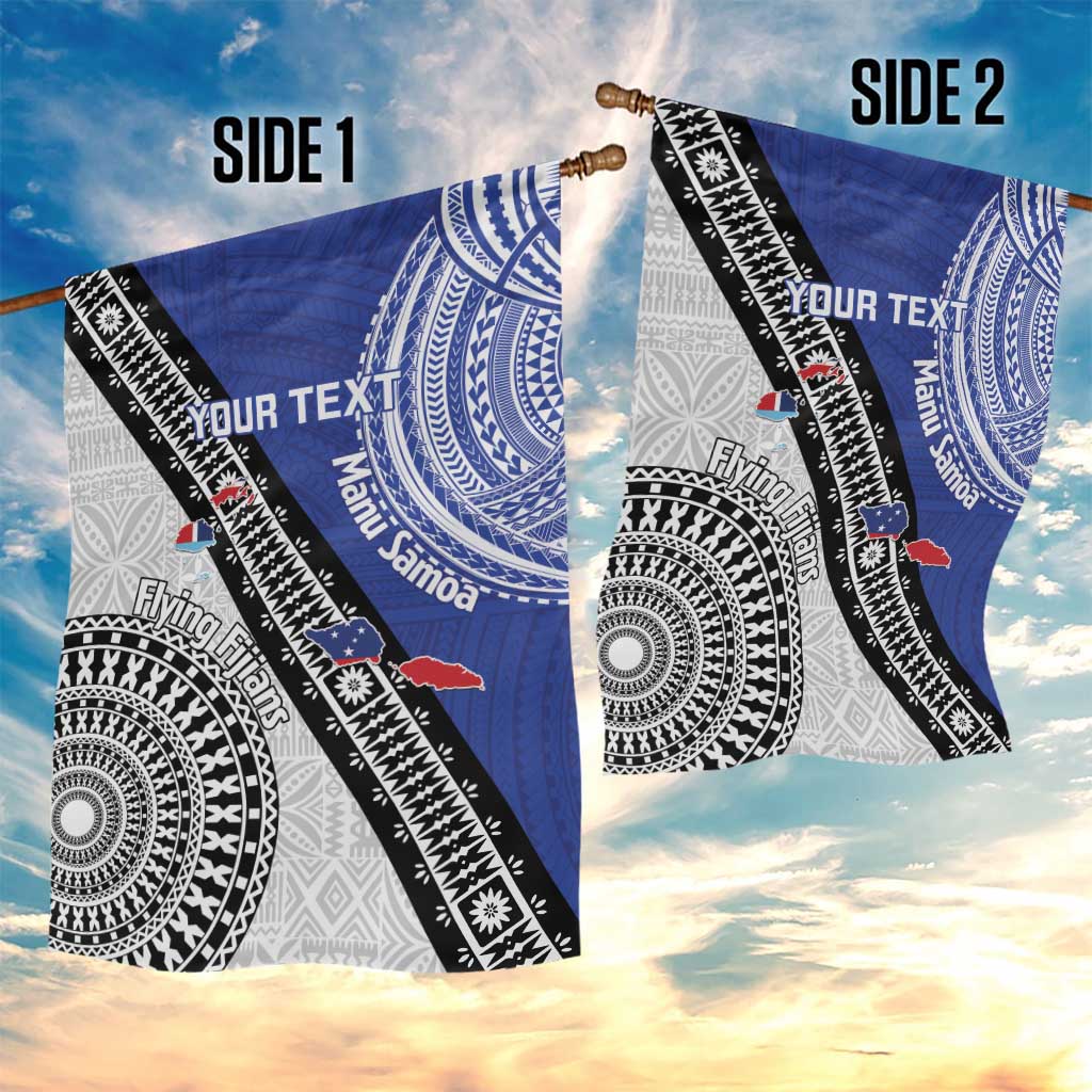 Fiji an Samoa Rugby Custom Garden Flag Flying Fijians Manu Samoa Together Pacific - Polynesian Pride