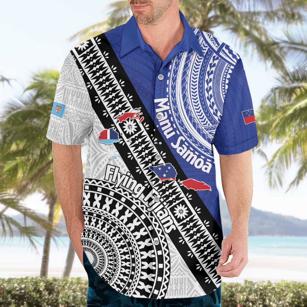 Fiji an Samoa Rugby Custom Hawaiian Shirt Flying Fijians Manu Samoa Together Pacific - Polynesian Pride
