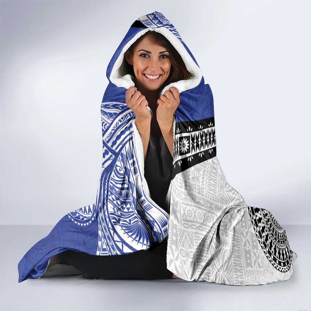 Fiji an Samoa Rugby Custom Hooded Blanket Flying Fijians Manu Samoa Together Pacific - Polynesian Pride