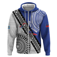 Fiji an Samoa Rugby Custom Hoodie Flying Fijians Manu Samoa Together Pacific LT14 Zip Hoodie Blue - Polynesian Pride