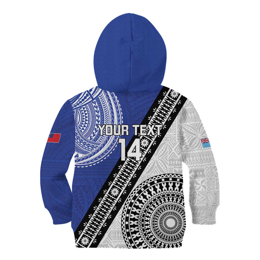 Fiji an Samoa Rugby Custom Kid Hoodie Flying Fijians Manu Samoa Together Pacific LT14 - Polynesian Pride