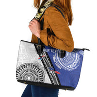 Fiji an Samoa Rugby Custom Leather Tote Bag Flying Fijians Manu Samoa Together Pacific - Polynesian Pride