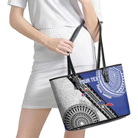 Fiji an Samoa Rugby Custom Leather Tote Bag Flying Fijians Manu Samoa Together Pacific - Polynesian Pride