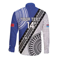 Fiji an Samoa Rugby Custom Long Sleeve Button Shirt Flying Fijians Manu Samoa Together Pacific - Polynesian Pride