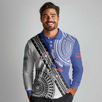Fiji an Samoa Rugby Custom Long Sleeve Polo Shirt Flying Fijians Manu Samoa Together Pacific - Polynesian Pride