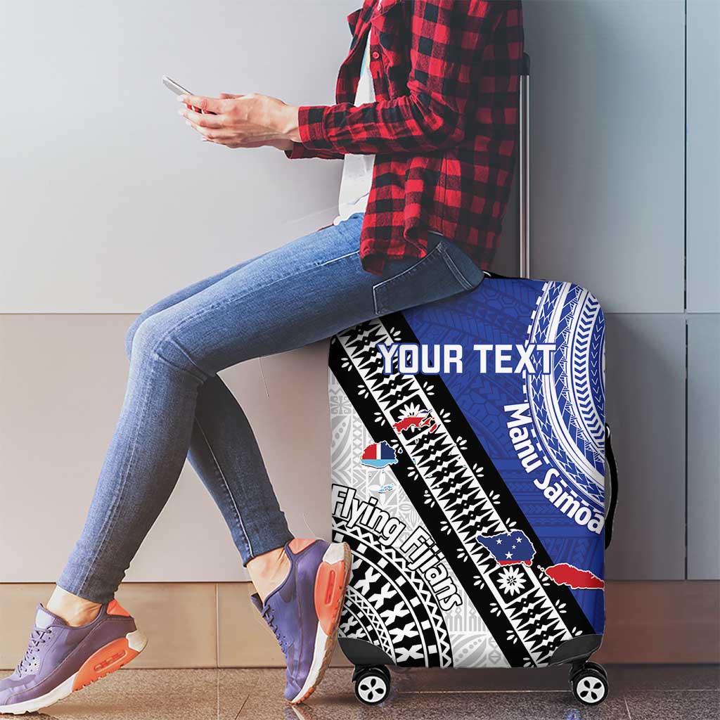 Fiji an Samoa Rugby Custom Luggage Cover Flying Fijians Manu Samoa Together Pacific - Polynesian Pride