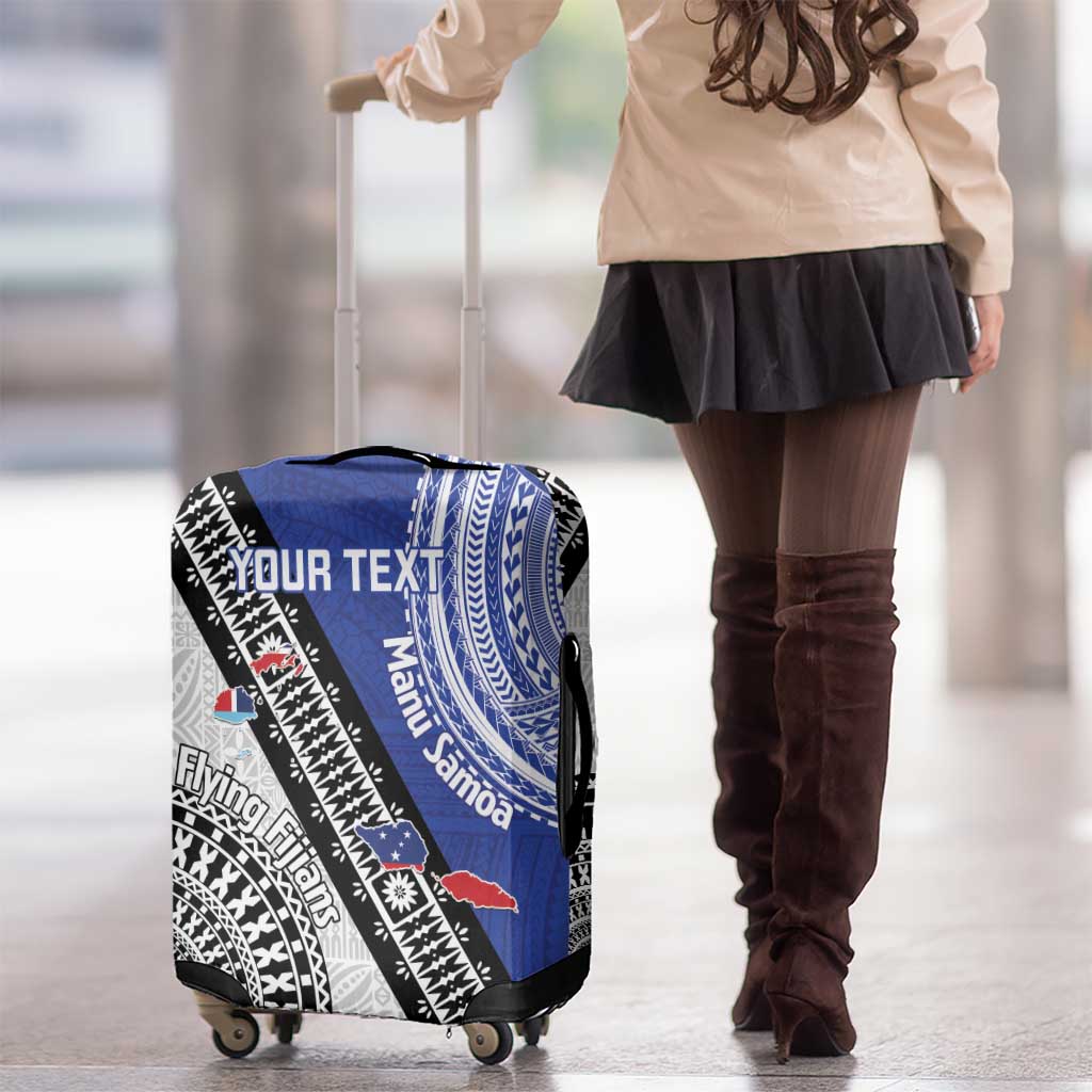 Fiji an Samoa Rugby Custom Luggage Cover Flying Fijians Manu Samoa Together Pacific - Polynesian Pride