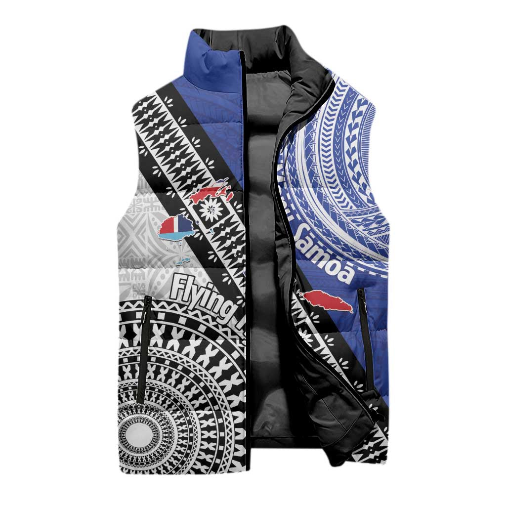 Fiji an Samoa Rugby Custom Sleeveless Puffer Jacket Flying Fijians Manu Samoa Together Pacific - Polynesian Pride