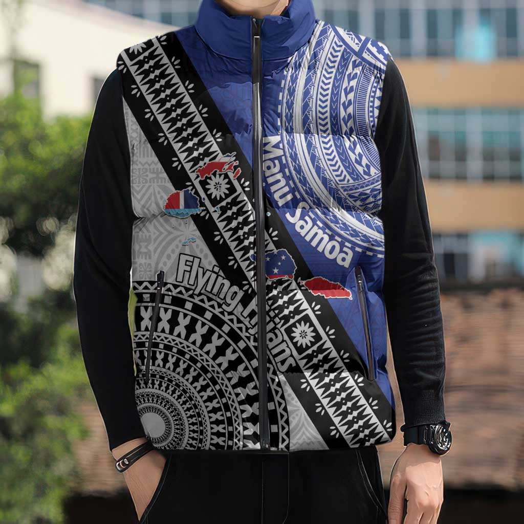 Fiji an Samoa Rugby Custom Sleeveless Puffer Jacket Flying Fijians Manu Samoa Together Pacific - Polynesian Pride