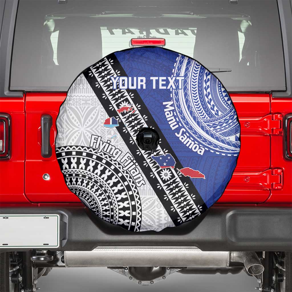 Fiji an Samoa Rugby Custom Spare Tire Cover Flying Fijians Manu Samoa Together Pacific - Polynesian Pride