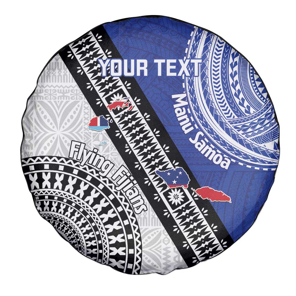 Fiji an Samoa Rugby Custom Spare Tire Cover Flying Fijians Manu Samoa Together Pacific - Polynesian Pride