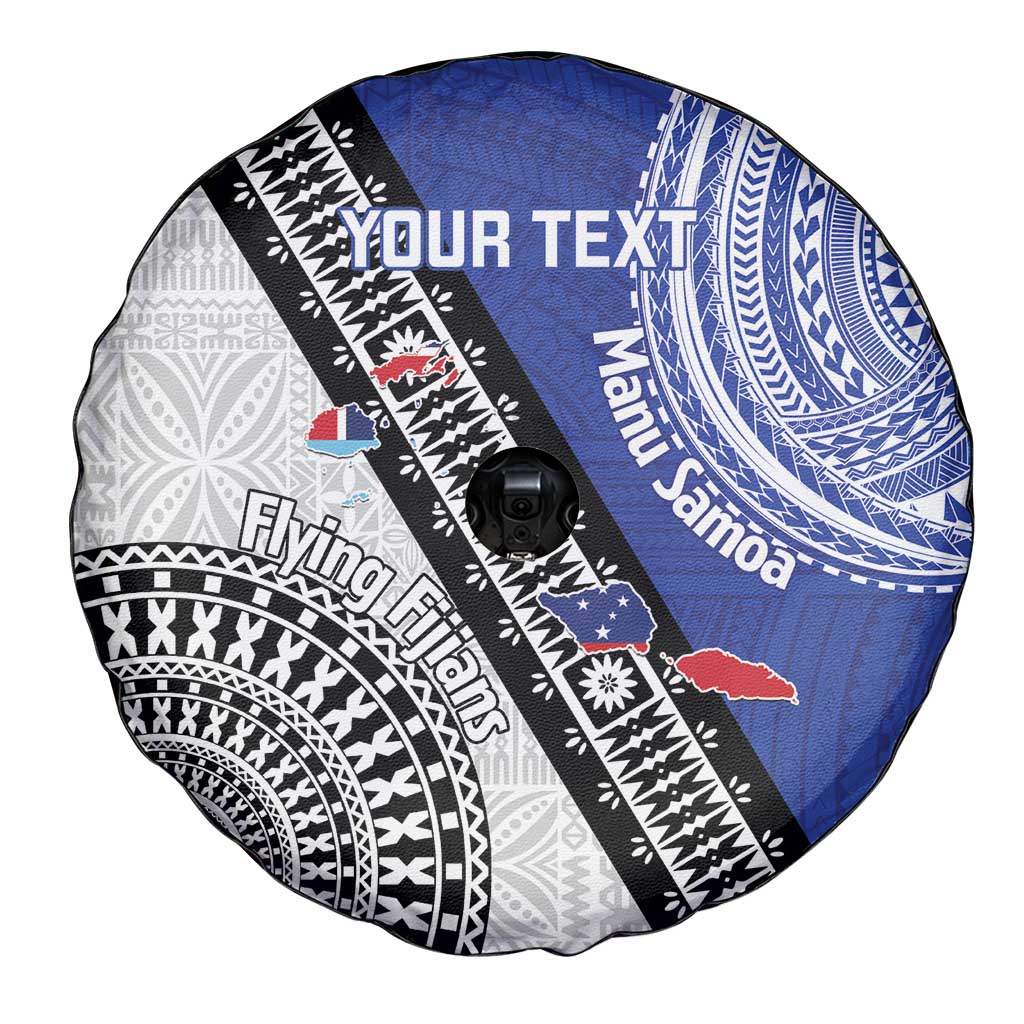 Fiji an Samoa Rugby Custom Spare Tire Cover Flying Fijians Manu Samoa Together Pacific - Polynesian Pride