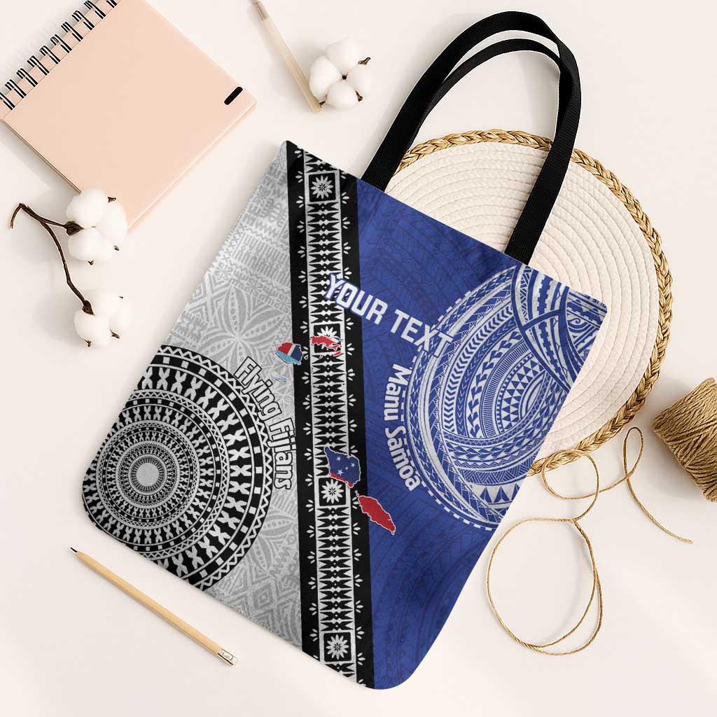 Fiji an Samoa Rugby Custom Tote Bag Flying Fijians Manu Samoa Together Pacific - Polynesian Pride