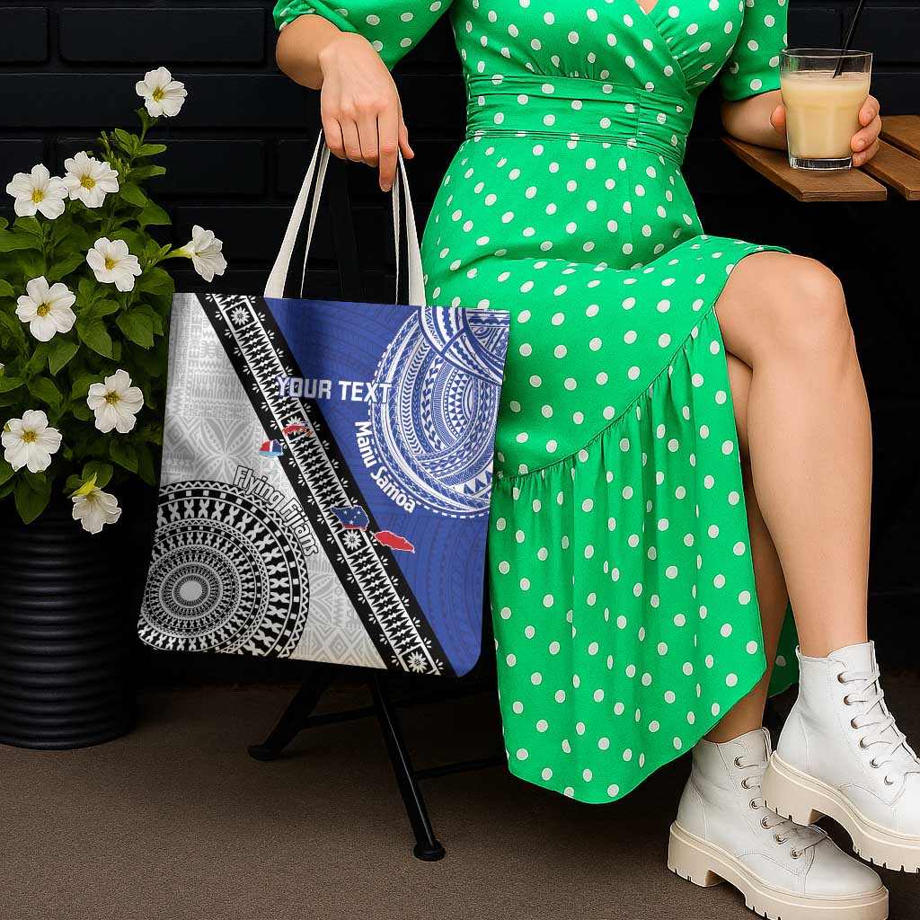 Fiji an Samoa Rugby Custom Tote Bag Flying Fijians Manu Samoa Together Pacific - Polynesian Pride