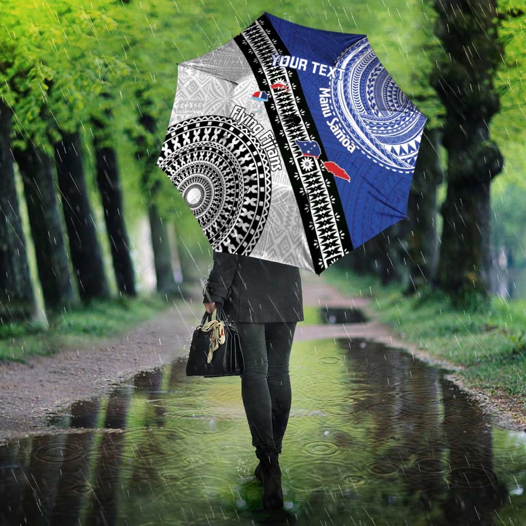 Fiji an Samoa Rugby Custom Umbrella Flying Fijians Manu Samoa Together Pacific - Polynesian Pride