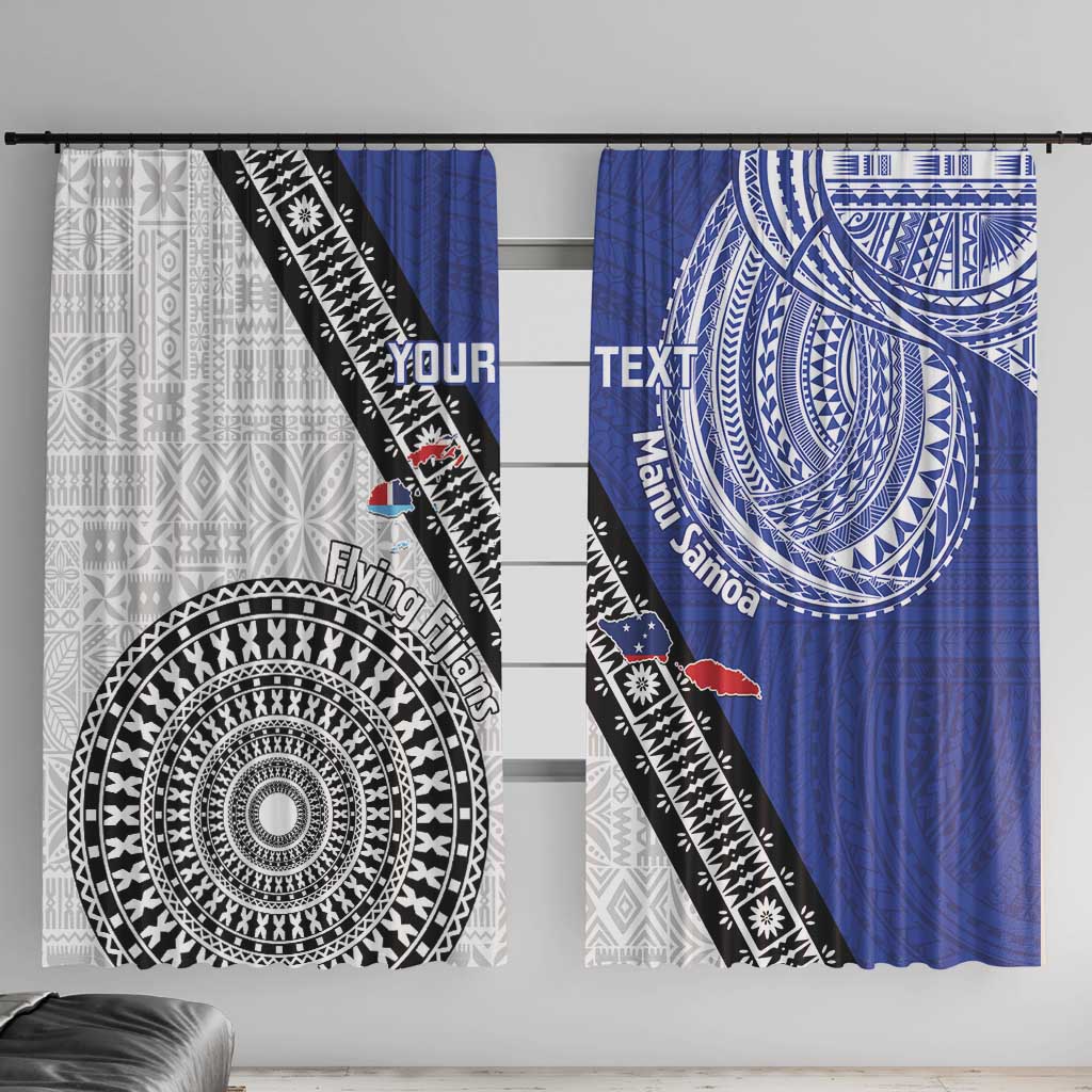 Fiji an Samoa Rugby Custom Window Curtain Flying Fijians Manu Samoa Together Pacific - Polynesian Pride