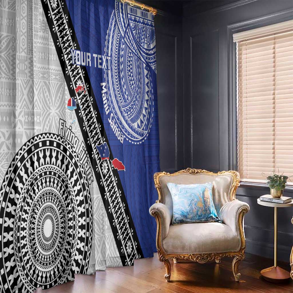 Fiji an Samoa Rugby Custom Window Curtain Flying Fijians Manu Samoa Together Pacific - Polynesian Pride
