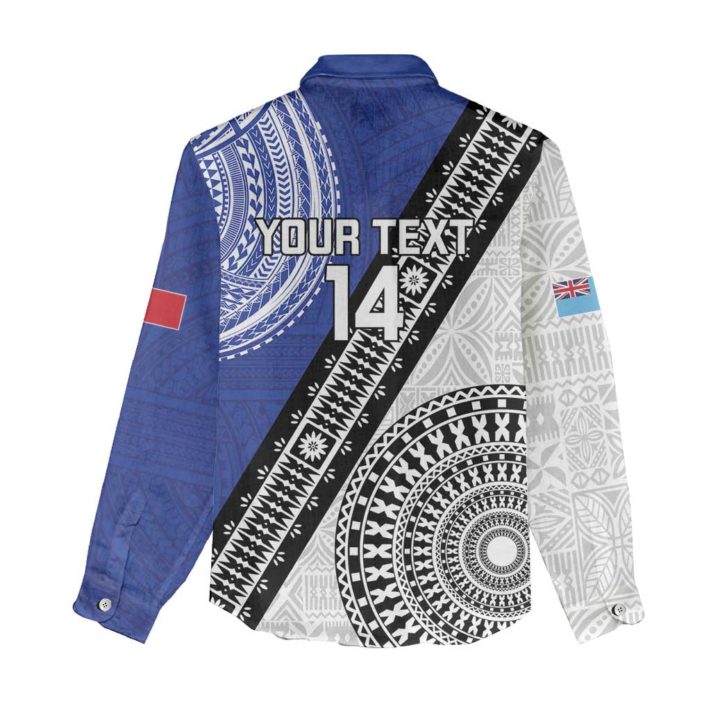 Fiji an Samoa Rugby Custom Women Casual Shirt Flying Fijians Manu Samoa Together Pacific - Polynesian Pride