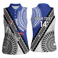 Fiji an Samoa Rugby Custom Women Sleeveless Polo Shirt Flying Fijians Manu Samoa Together Pacific - Polynesian Pride