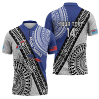 Fiji an Samoa Rugby Custom Zipper Polo Shirt Flying Fijians Manu Samoa Together Pacific - Polynesian Pride