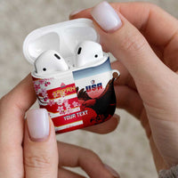 USA and Japan Rugby Custom AirPods Case Eagles Brave Blossoms Together Pacific - Polynesian Pride