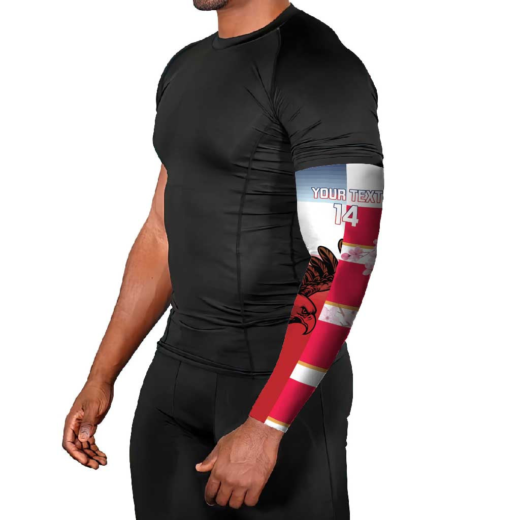 USA and Japan Rugby Custom Arm Sleeves Eagles Brave Blossoms Together Pacific - Polynesian Pride