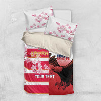 USA and Japan Rugby Custom Bedding Set Eagles Brave Blossoms Together Pacific - Polynesian Pride