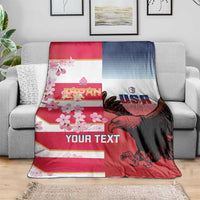 USA and Japan Rugby Custom Blanket Eagles Brave Blossoms Together Pacific - Polynesian Pride