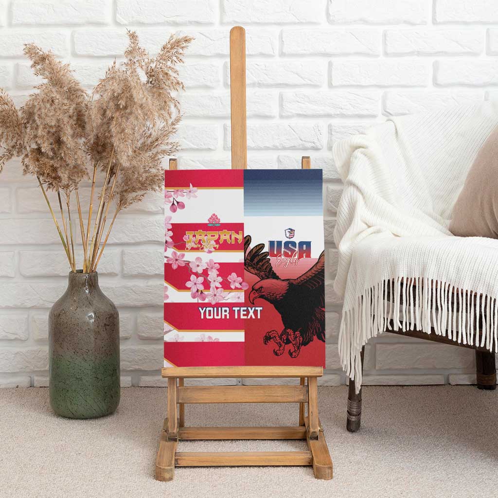 USA and Japan Rugby Custom Canvas Wall Art Eagles Brave Blossoms Together Pacific - Polynesian Pride